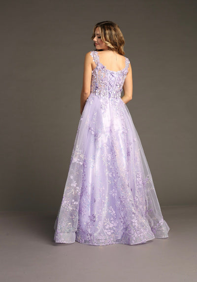 Chicas C818 Modern Printed Evening Lilac A-Line Sweetheart Tulle Dress