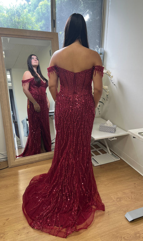 Long Sequins Prom Dress Off-Shoulder Evening Gown & Plus Size By MQ2132-New Collection