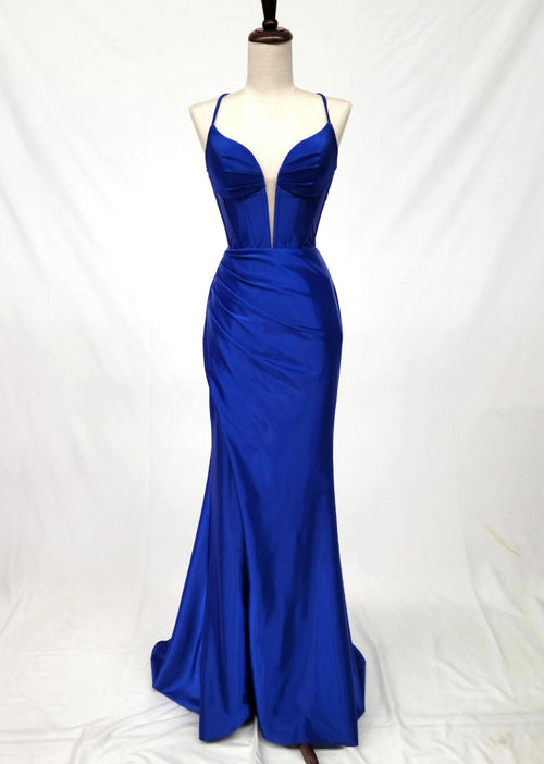 Chicas C360 Glam Evening Black Illusion Floor-Length Corset Satin Dress