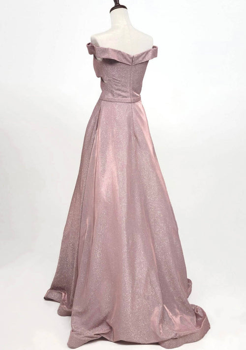Chicas BT9017 Evening Blush A-Line Floor-Length Shimmer Fabric Dress