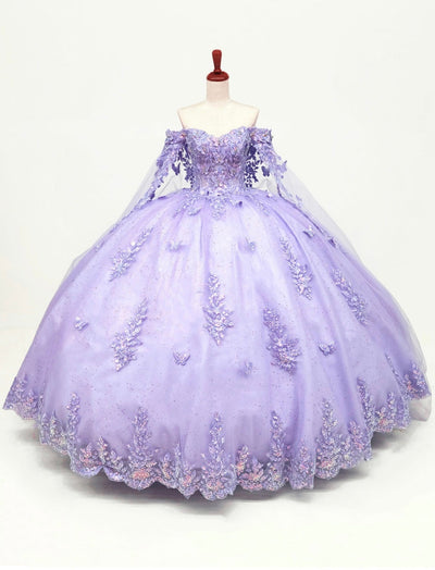 Chicas HF3121 Printed Royal BallDress Butterfly Floral Long Tulle Dress
