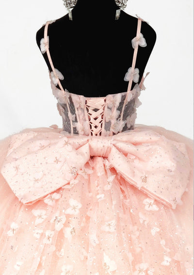 Chicas HF3107 Romantic Printed Blush BallDress Butterfly Floral Tulle Dress