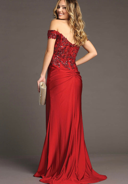 Chicas YG5027 Prom Royal Floor-Length Corset High-Slit Sequin Lace Dress