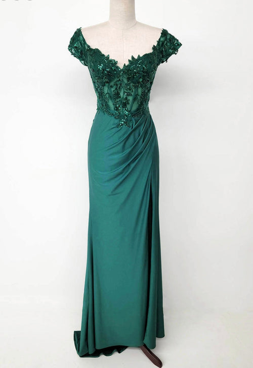 Chicas YG5027 Prom Royal Floor-Length Corset High-Slit Sequin Lace Dress