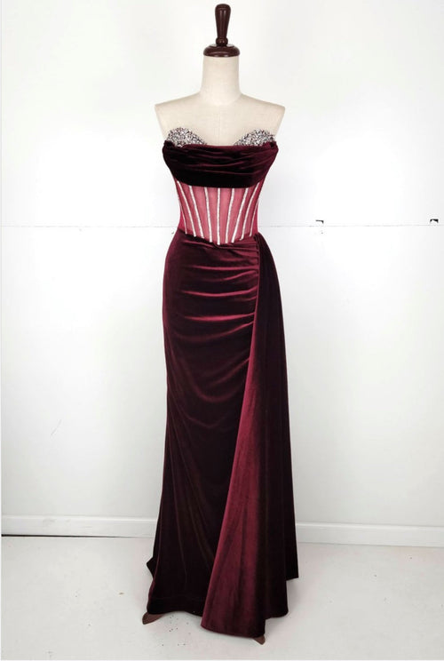 Chicas C337 Floor-Length Long Corset Chic Style Velvet Dress