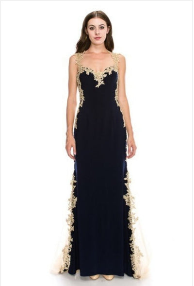 Chicas C9150 Butterfly Floor-Length Long Chic Style Jersey Dress