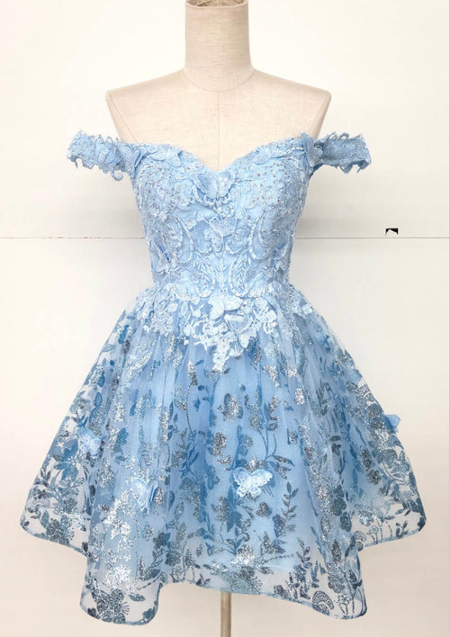 Chicas C322 Elegant Printed Prom A-Line Butterfly Floral Tulle Dress