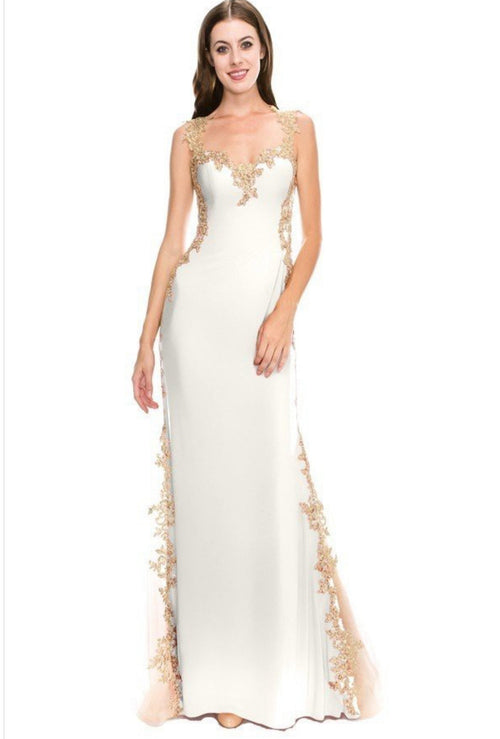Chicas C9150 Butterfly Floor-Length Long Chic Style Jersey Dress