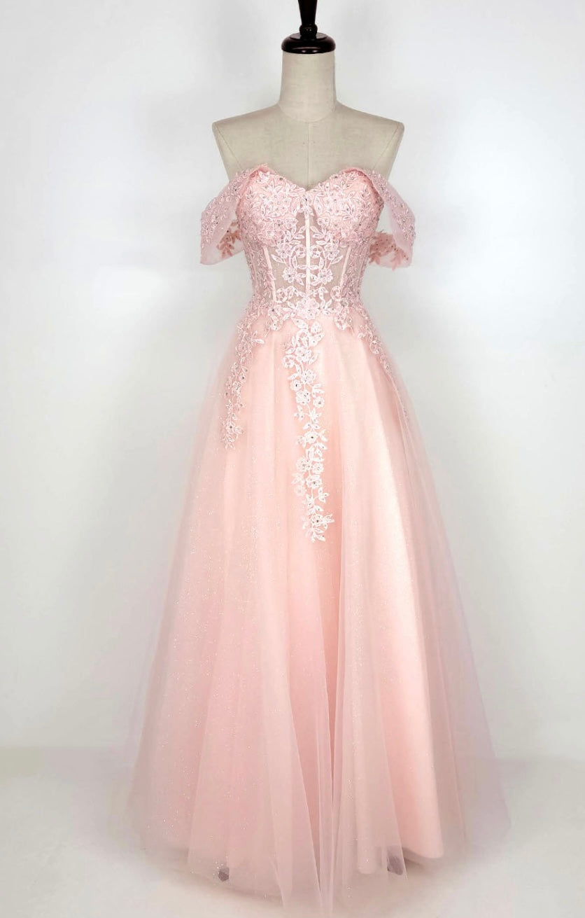 Chicas C336 Romantic Printed Prom Black A-Line Sweetheart Tulle Dress