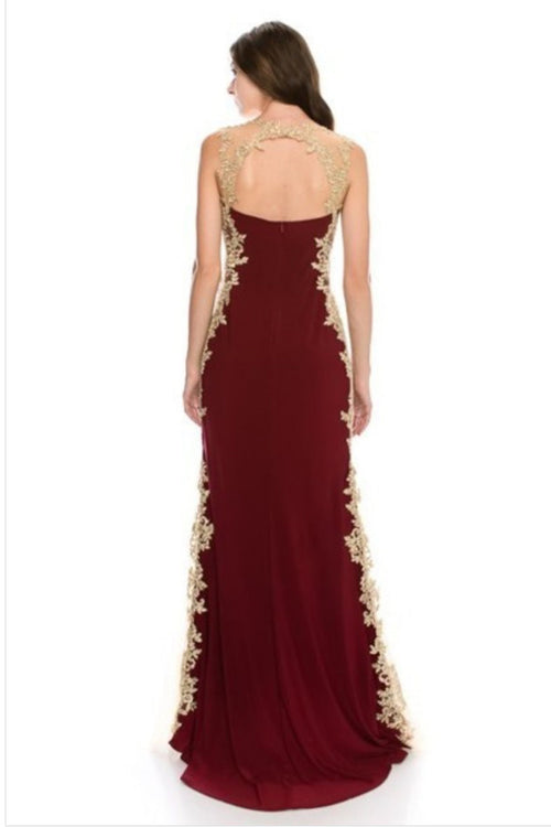 Chicas C9150 Butterfly Floor-Length Long Chic Style Jersey Dress
