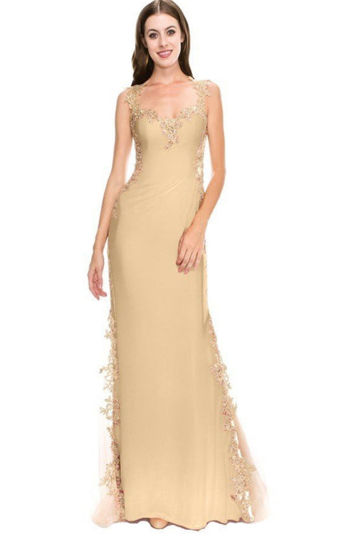 Chicas C9150 Butterfly Floor-Length Long Chic Style Jersey Dress
