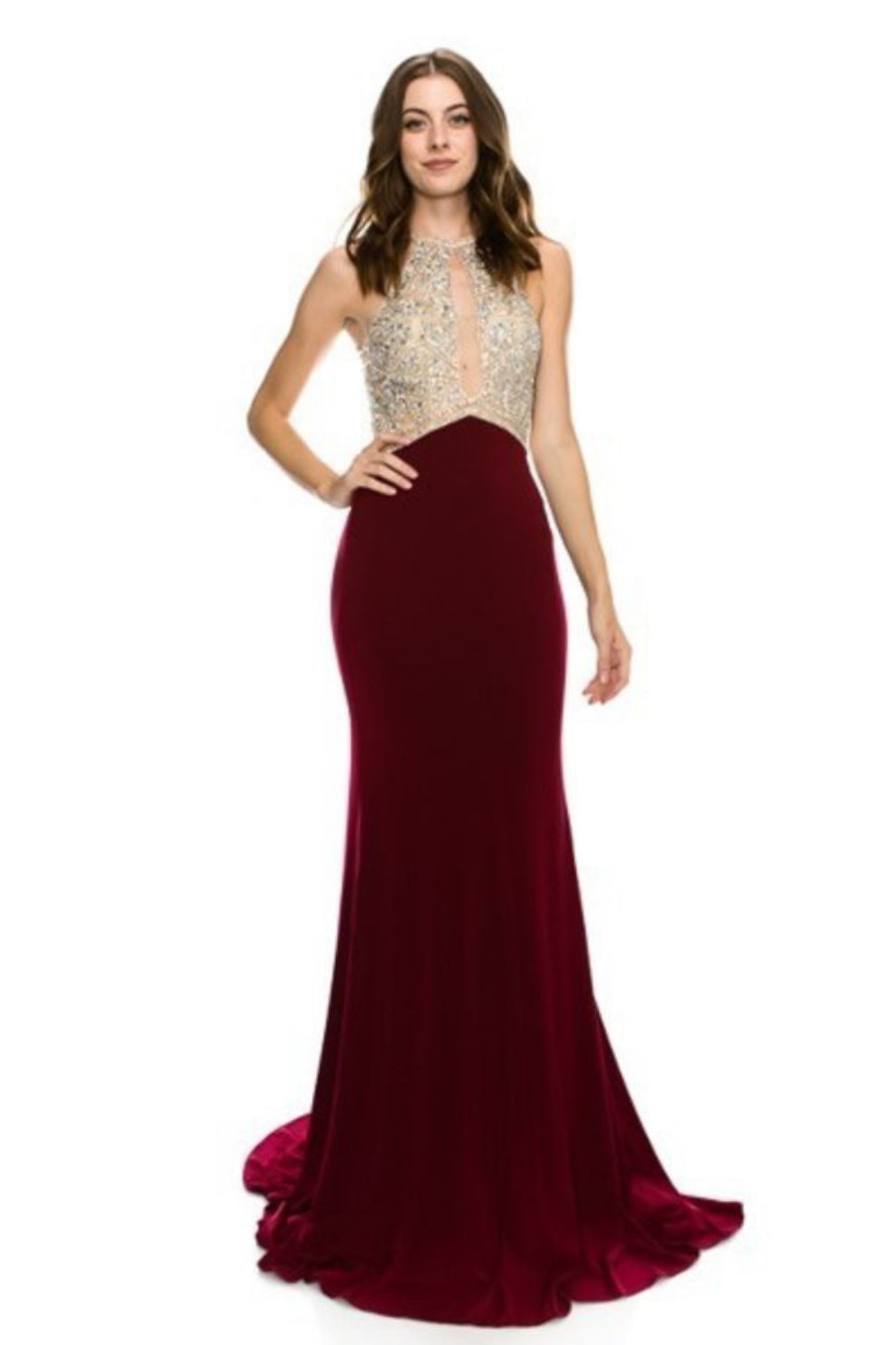 Chicas C6023 Butterfly Long Floor-Length Formal Style Silk Dress