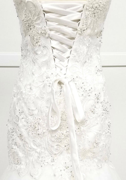 Chicas W1021 Romantic Bridal Mermaid Floor-Length Embroidered Appliqué Tulle Dress