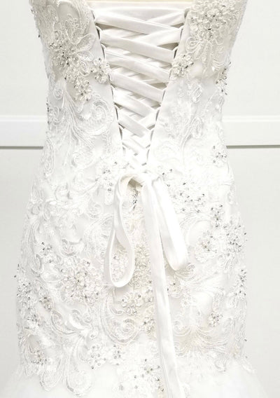 Chicas W1021 Romantic Bridal Mermaid Floor-Length Embroidered Appliqué Tulle Dress