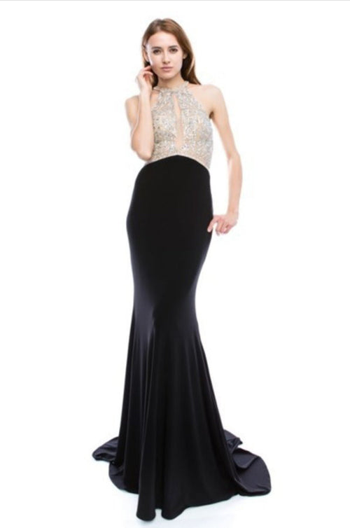 Chicas C6023 Butterfly Long Floor-Length Formal Style Silk Dress