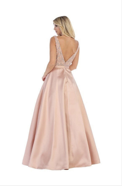 Chicas CC3022 Floor-Length Beaded Formal Style Taffeta Dress