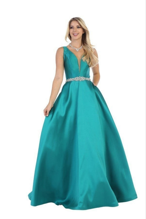 Chicas CC3021 Long Floor-Length Formal Style Taffeta Dress