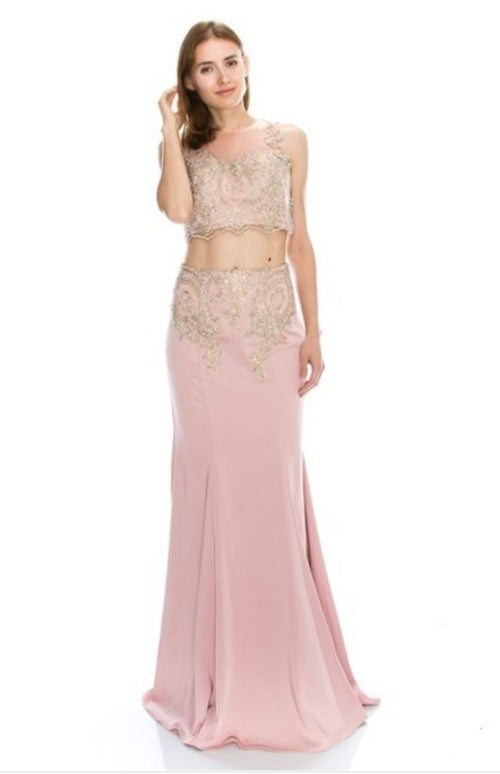 Chicas CC3010 Two-Piece Floor-Length Formal Style Fabric Dress