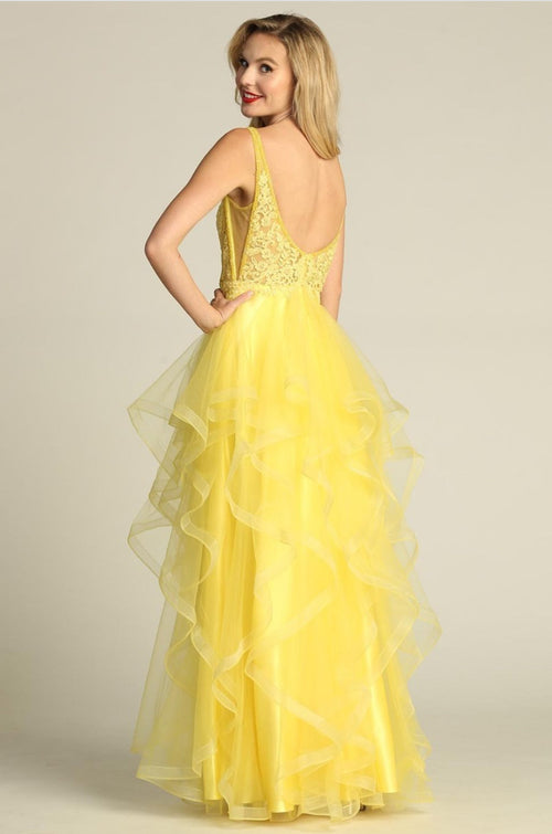 Chicas XR6006 Sleeveless Floor-Length Embroidered Ruffled Tulle Dress
