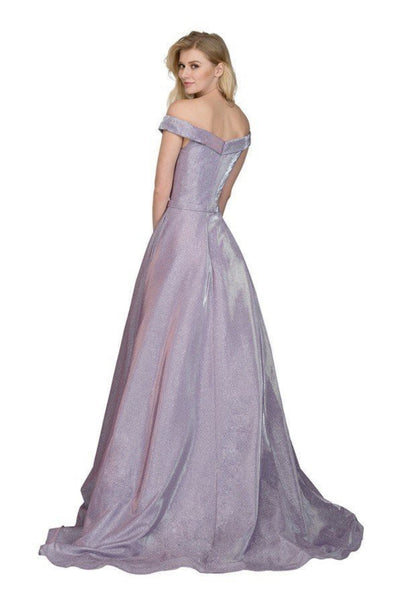 Chicas BT9017 Off-Shoulder Floor-Length Pocket Formal Fabric Dress