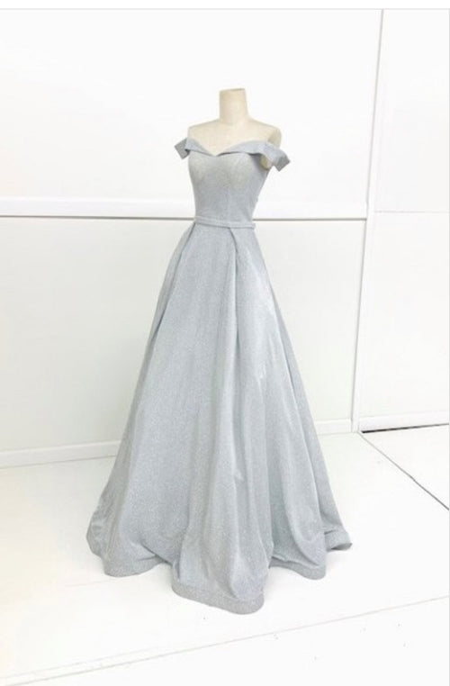 Chicas BT9017 Off-Shoulder Floor-Length Pocket Formal Fabric Dress