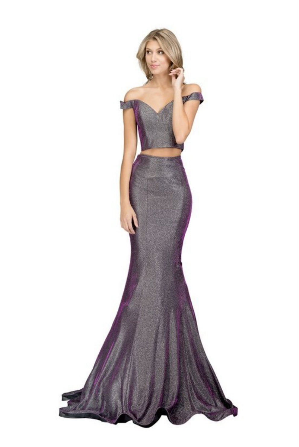 Chicas BT9020 Mermaid Off-Shoulder Chic Style Fabric Dress