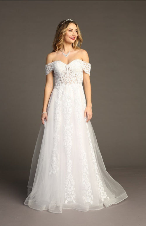 Chicas CA1103 Off-Shoulder Floor-Length Corset Formal Fabric Dress