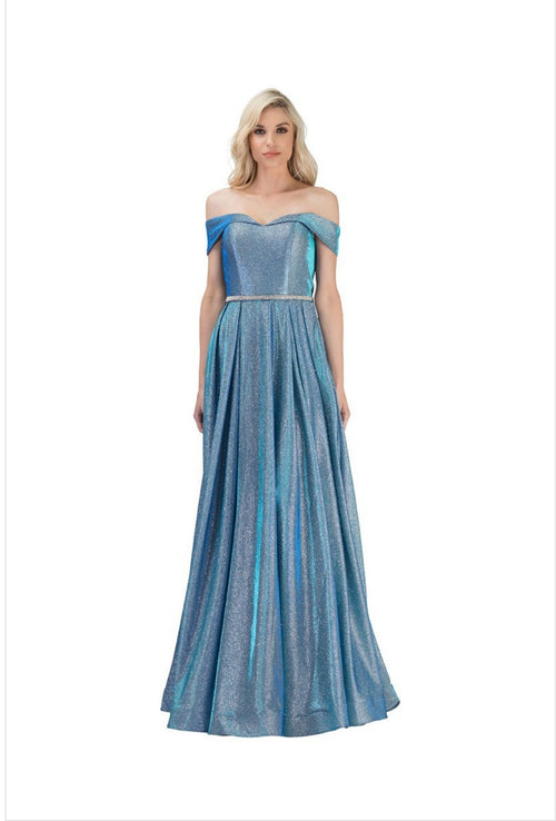 Chicas Dm4007 Off-Shoulder Floor-Length Formal Style Fabric Dress