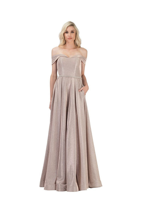 Chicas Dm4007 Off-Shoulder Floor-Length Formal Style Fabric Dress