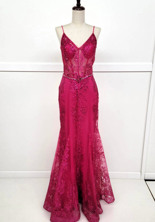 Chicas 4030 Evening Gold Spaghetti-Strap Sequin Fabric Dress