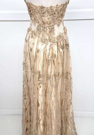 Chicas C329 Elegant Printed Prom A-Line Strapless Floral Tulle Dress