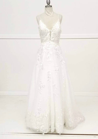 Chicas W1087 Modern Printed Formal A-Line Illusion Floral Tulle Dress