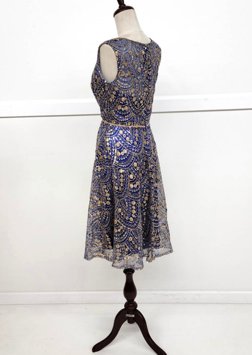 Chicas J028 Cocktail Royal A-Line Sleeveless Short Sequin Fabric Dress