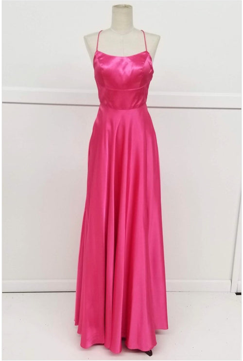 Chicas 9149 Floor-Length Long Maxi High-Slit Strappy Formal Satin Dress