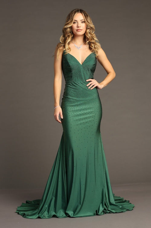 Chicas YG5026 Floor-Length Long Short Strappy Chic Style Fabric Dress