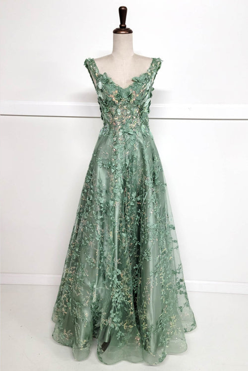 Chicas C818 Floor-Length Butterfly Petal Long Chic Style Fabric Dress