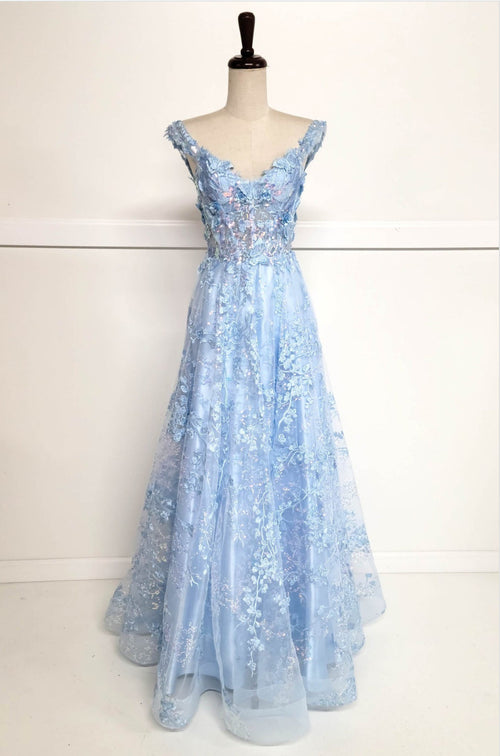 Chicas C818 Floor-Length Butterfly Petal Long Chic Style Fabric Dress