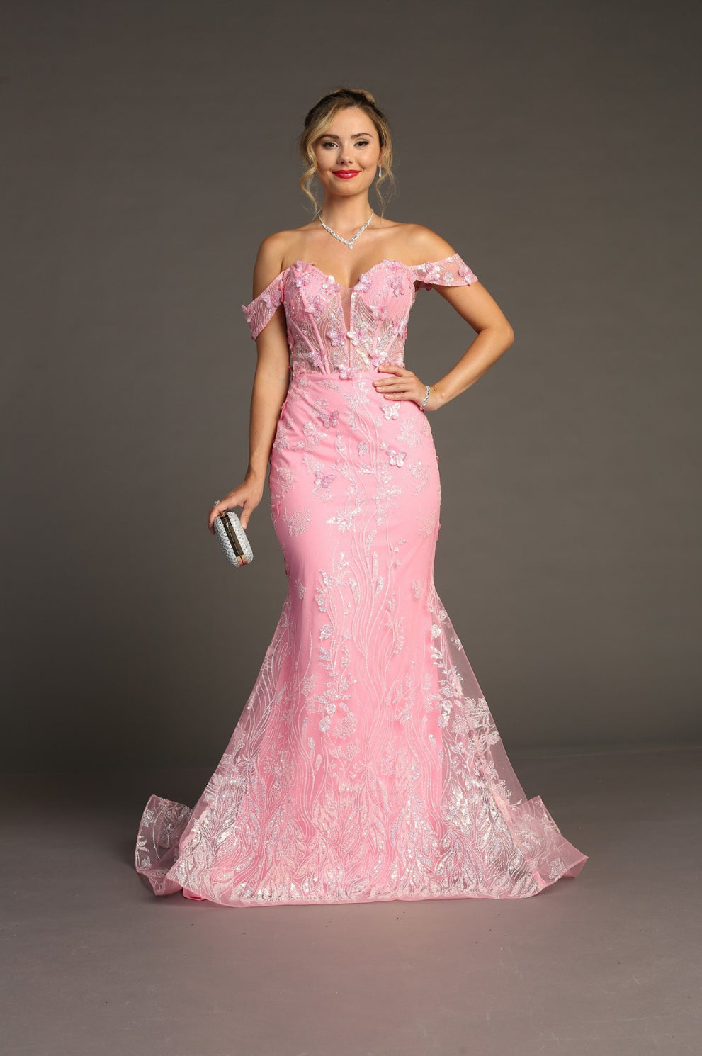 Chicas C332 Long Mermaid Off-Shoulder Chic Style Fabric Dress