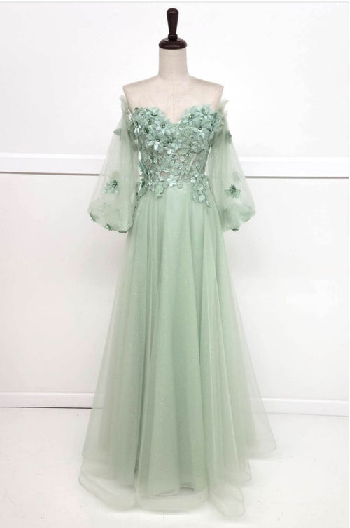 Chicas HF3096 A-Line Off-Shoulder Floral Maxi Style Fabric Dress