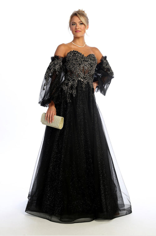 Chicas HF3093 A-Line Off-Shoulder Maxi Formal Style Fabric Dress