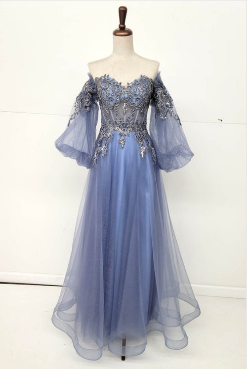Chicas HF3093 A-Line Off-Shoulder Maxi Formal Style Fabric Dress