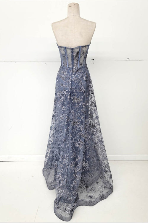 Chicas C819 A-Line Strapless Maxi Formal Style Fabric Dress
