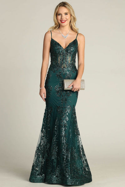 Chicas C813 Evening Mermaid Floor-Length Formal Style Fabric Dress