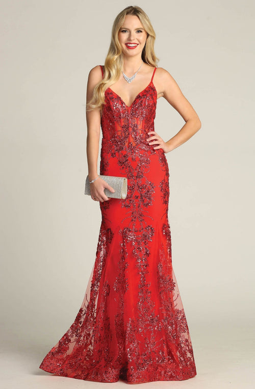 Chicas C813 Evening Mermaid Floor-Length Formal Style Fabric Dress