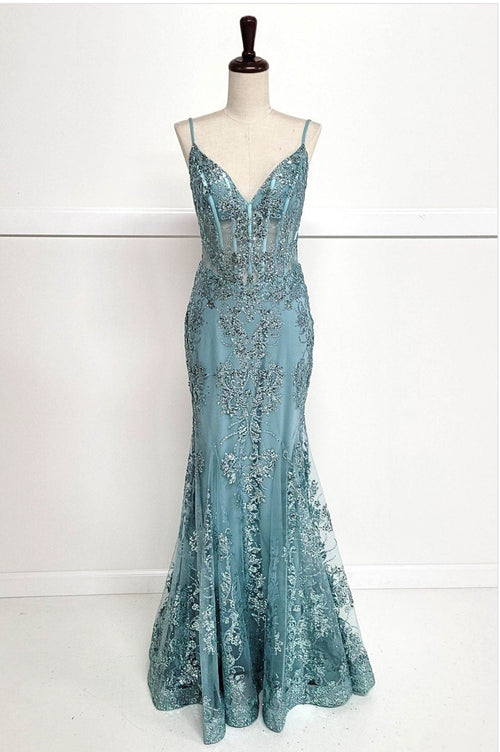 Chicas C813 Evening Mermaid Floor-Length Formal Style Fabric Dress
