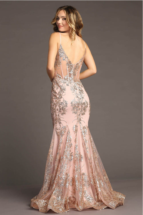 Chicas C813 Evening Mermaid Floor-Length Formal Style Fabric Dress