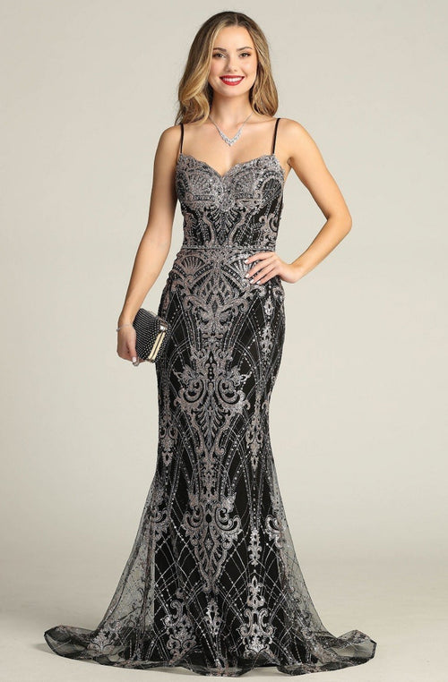 Chicas HF3053 Mermaid Floor-Length Strappy Formal Style Fabric Dress