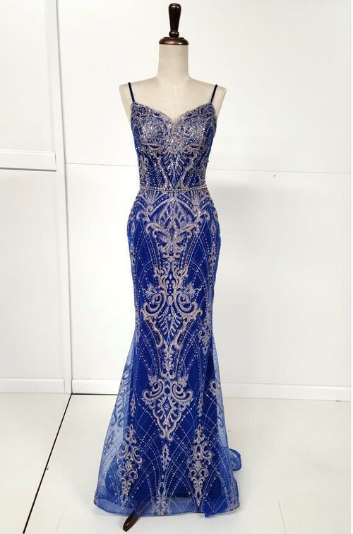 Chicas HF3053 Mermaid Floor-Length Strappy Formal Style Fabric Dress