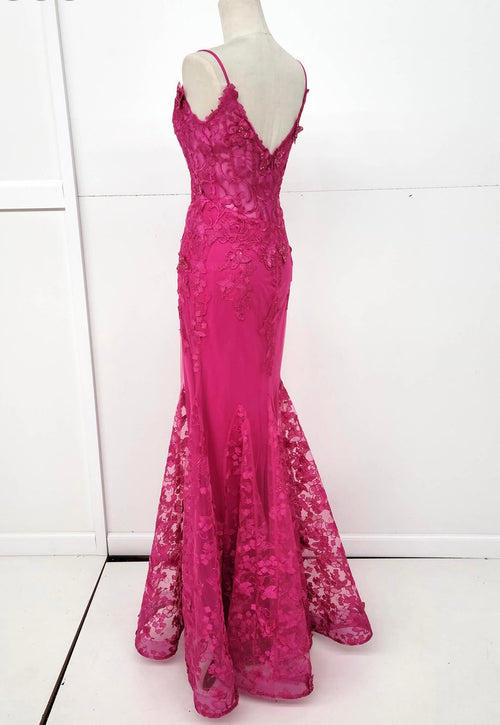 Chicas C816 Printed Prom Lilac Mermaid Spaghetti-Strap Butterfly Tulle Dress