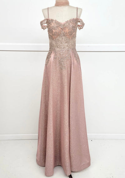 Chicas 4031 Romantic Printed Prom Rose A-Line Spaghetti-Strap Fabric Dress